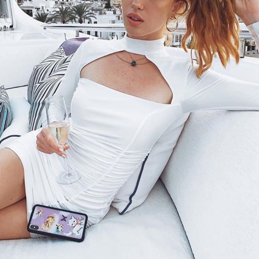 🆕️ Tiger Mist White Bodycon Cutout Mini Dress